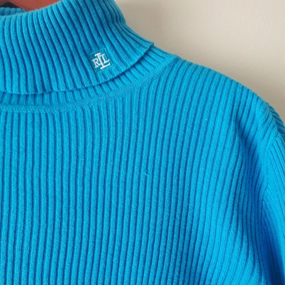 Sweaters - Lauren Ralph Lauren Blue Ribbed Tuetleneck